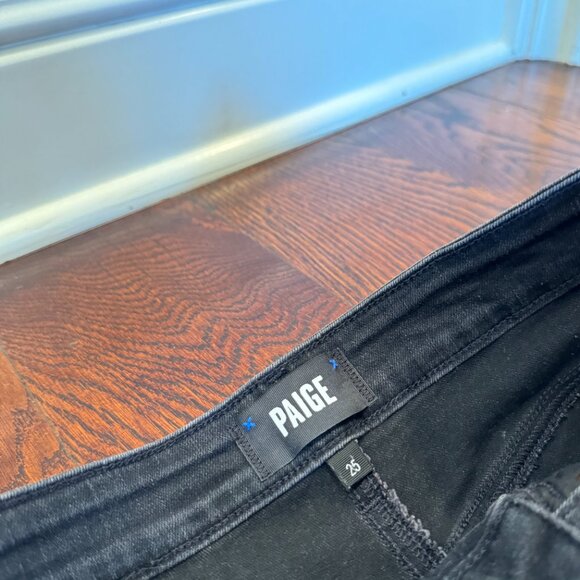 PAIGE High Rise Wide Leg Crop Black Jeans in "Anessa" - Picture 12 of 14